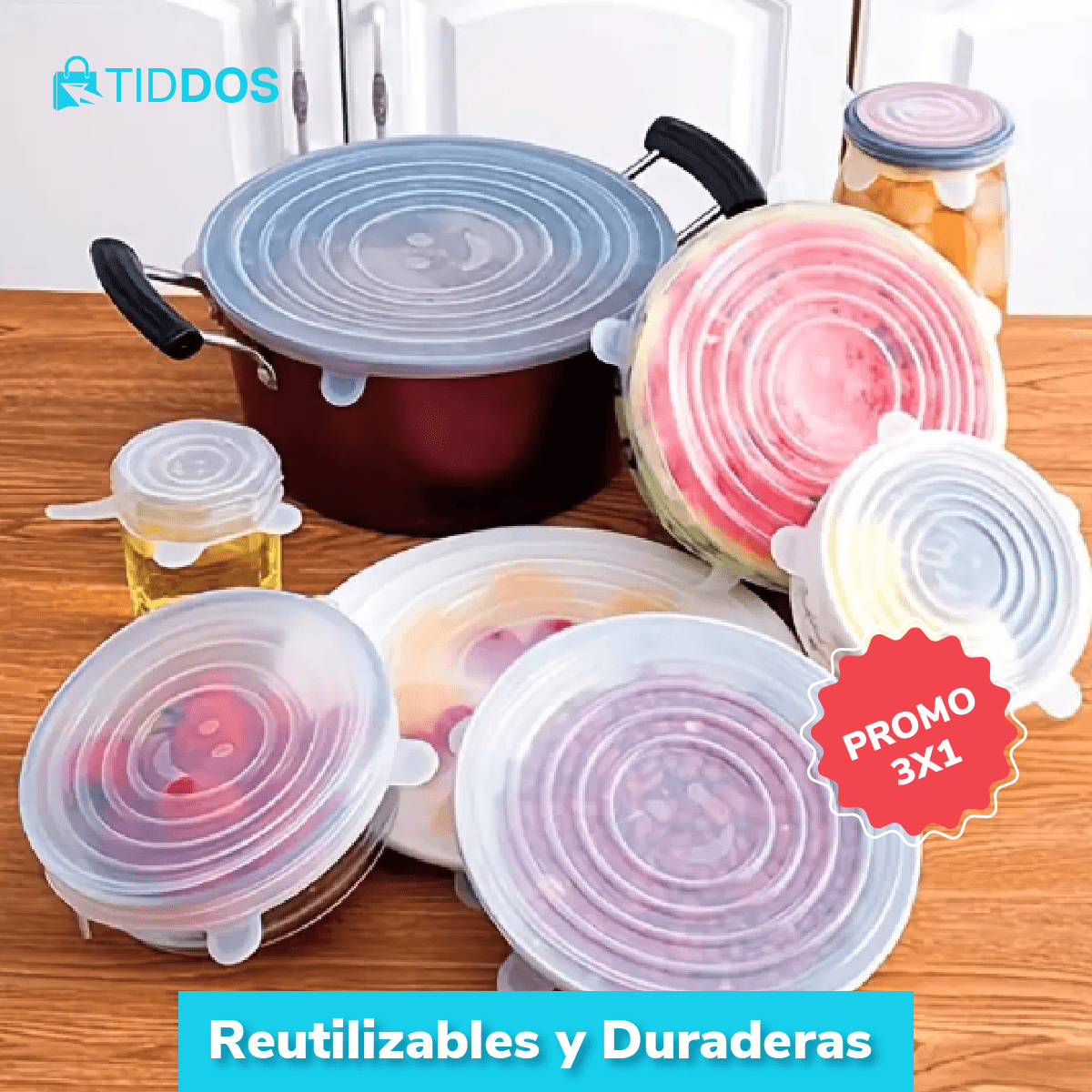 ¡Promo 3x1! Set de Tapas de Silicona x6
